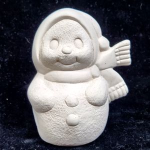 Cute Little 3 3/4" Tall Ready To Paint Ceramic Bisque Snowman With Hat and Scarf